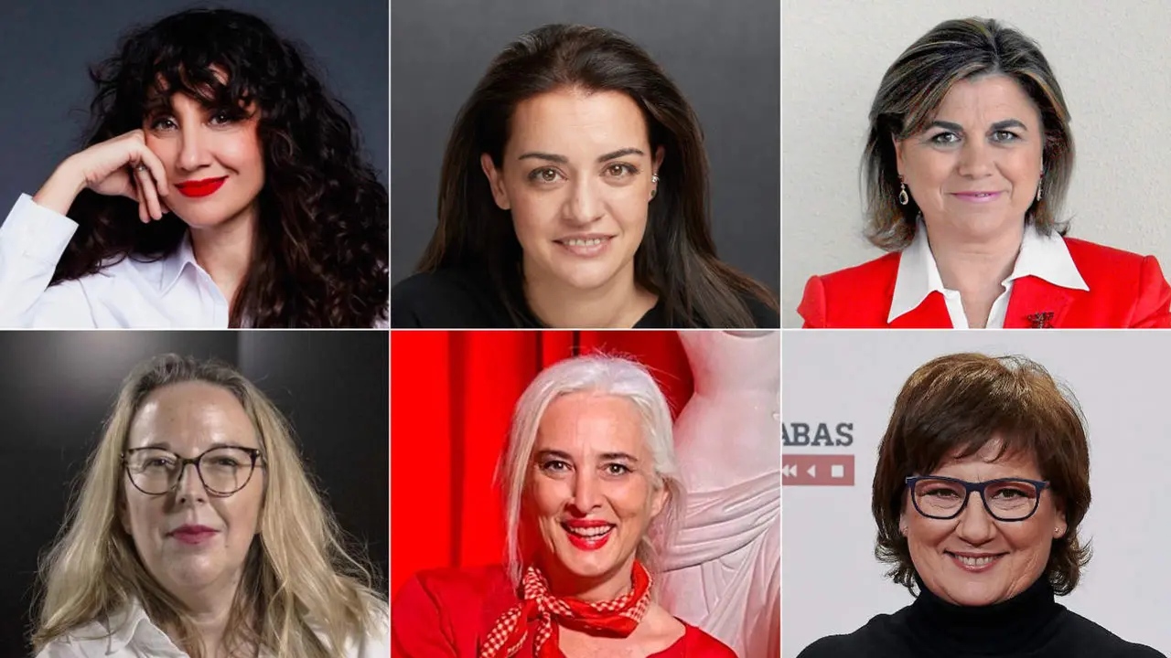 De esquerda a dereita, Lula Gómez, Jazmín Abuín, Lucía Méndez (zona superior), Patricia Fernández de Lis, Mariola Cubells e Olga Viza. DP
