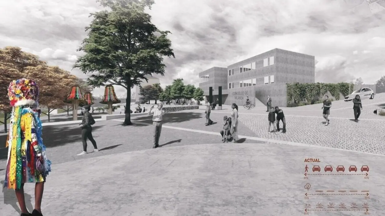 Panorámica en realidad virtual del futuro núcleo de centralidad de Vilaboa. D. P.