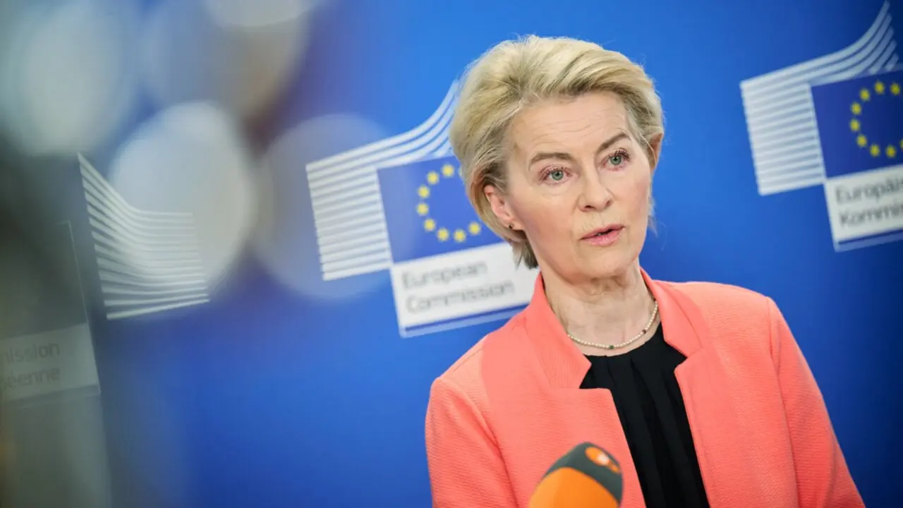 La presidenta de la Comisión Europea, Ursula von der Leyen, este jueves desde Samarcanda. EFE