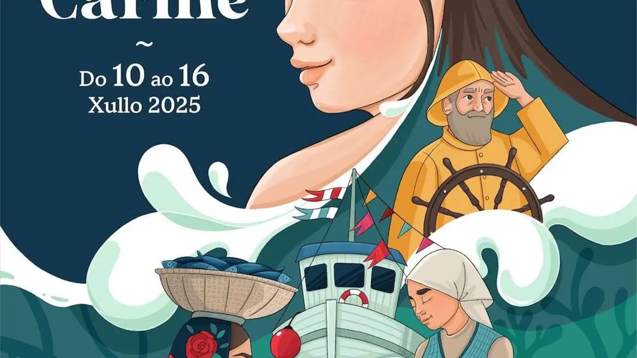 Cartel Festas da Virxe do Carmen. Tamara Baz