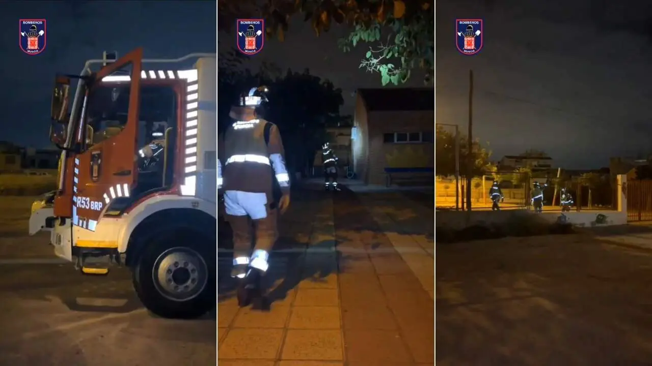 Varios momentos de la intervención de los Bomberos de Murcia. BOMBEROS MURCIA (X)