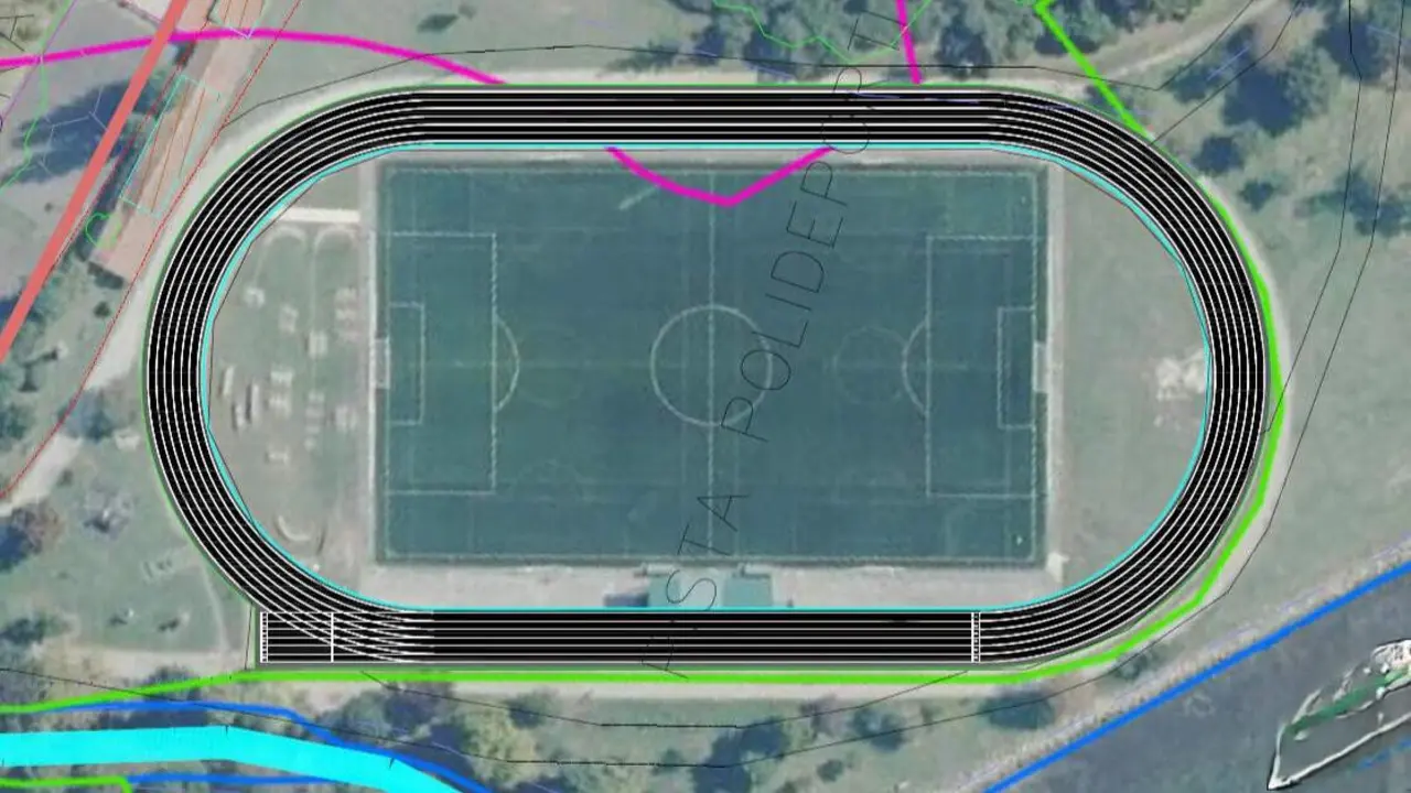 Plano da futura pista que arrodeará ao campo de fútbol da Reiboa. DP