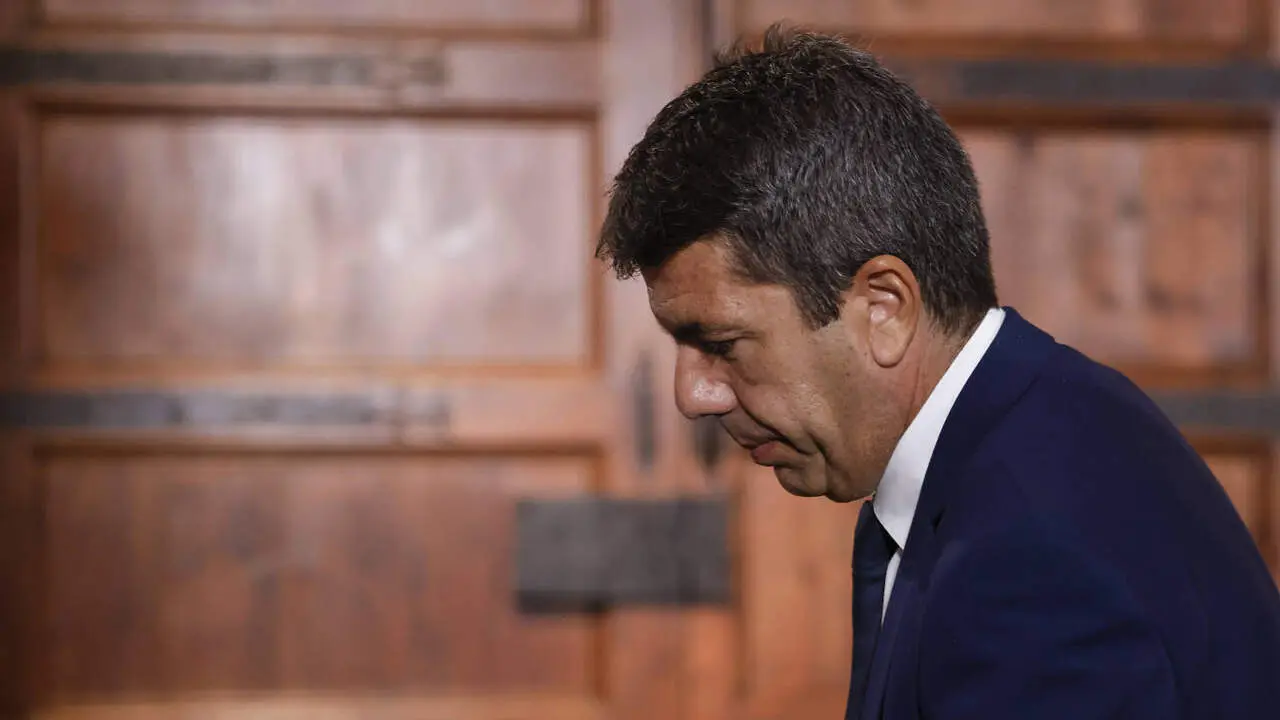 Carlos Mazón, tras anunciar su renuncia a la presidencia de la Generalitat. EUROPA PRESS
